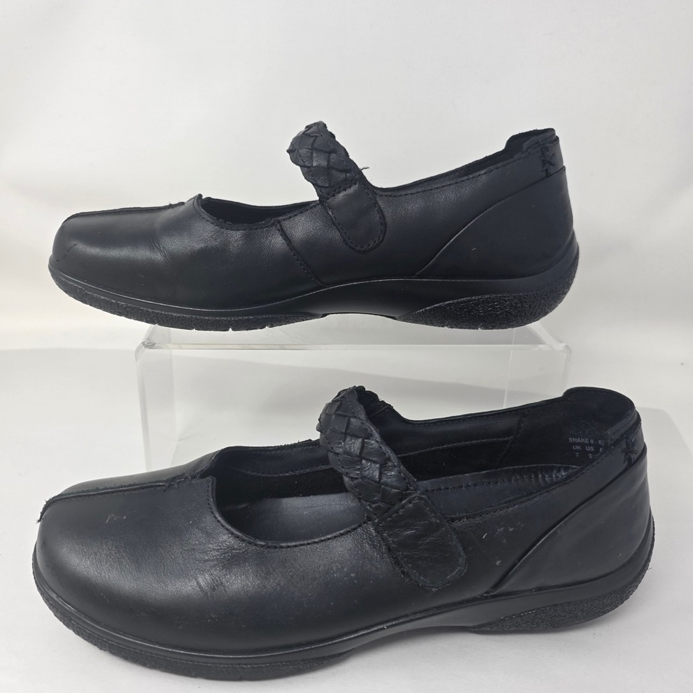 Hotter Shake II Shoes Women 9 Black Leather Braided Mary Jane Comfort England